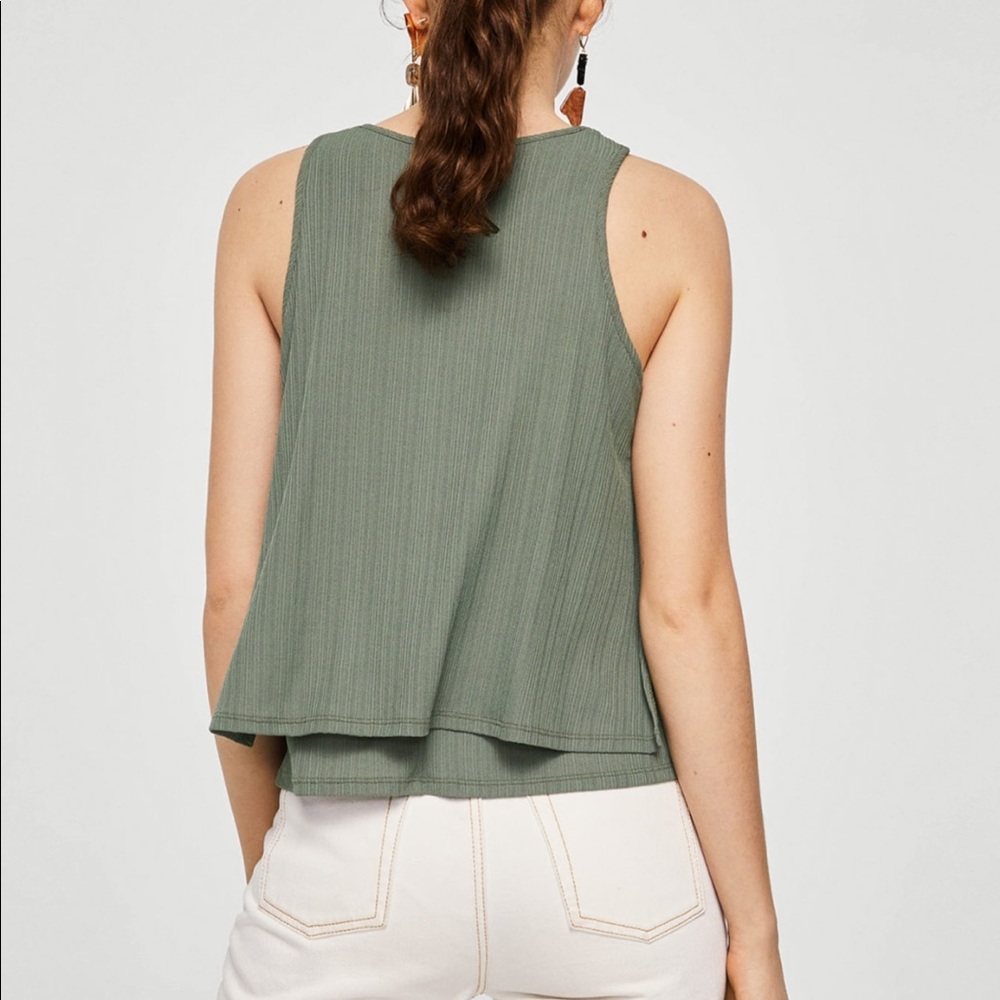 NWT Mango olive green solid layered A-line top - Picture 3 of 3